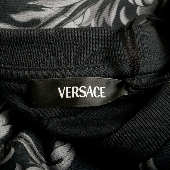 Versace Men's Black & Gray Barocco Print Non-Brushed Sweatshirt US L IT 52 - Picture 5 of 6